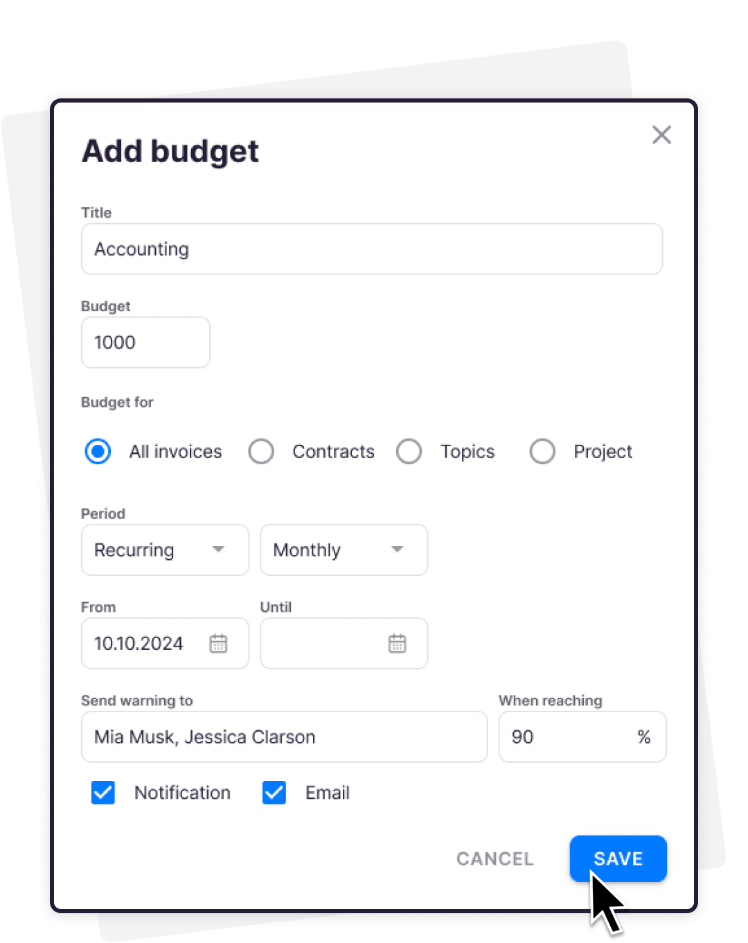 Highly Flexible Client Budgeting